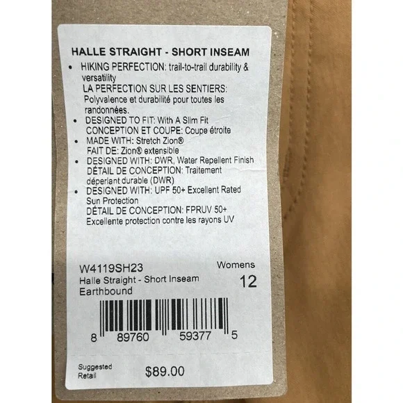 PrAna Women’s Halle Hiking Pants 12 Straight Leg Earthbound New 28" Inseam - Picture 14 of 16